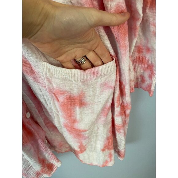 Torrid Womens Tie-Dye Cardigan Sweater Size 4 Pink & White 80% Cotton 20% Rayon - Picture 6 of 8